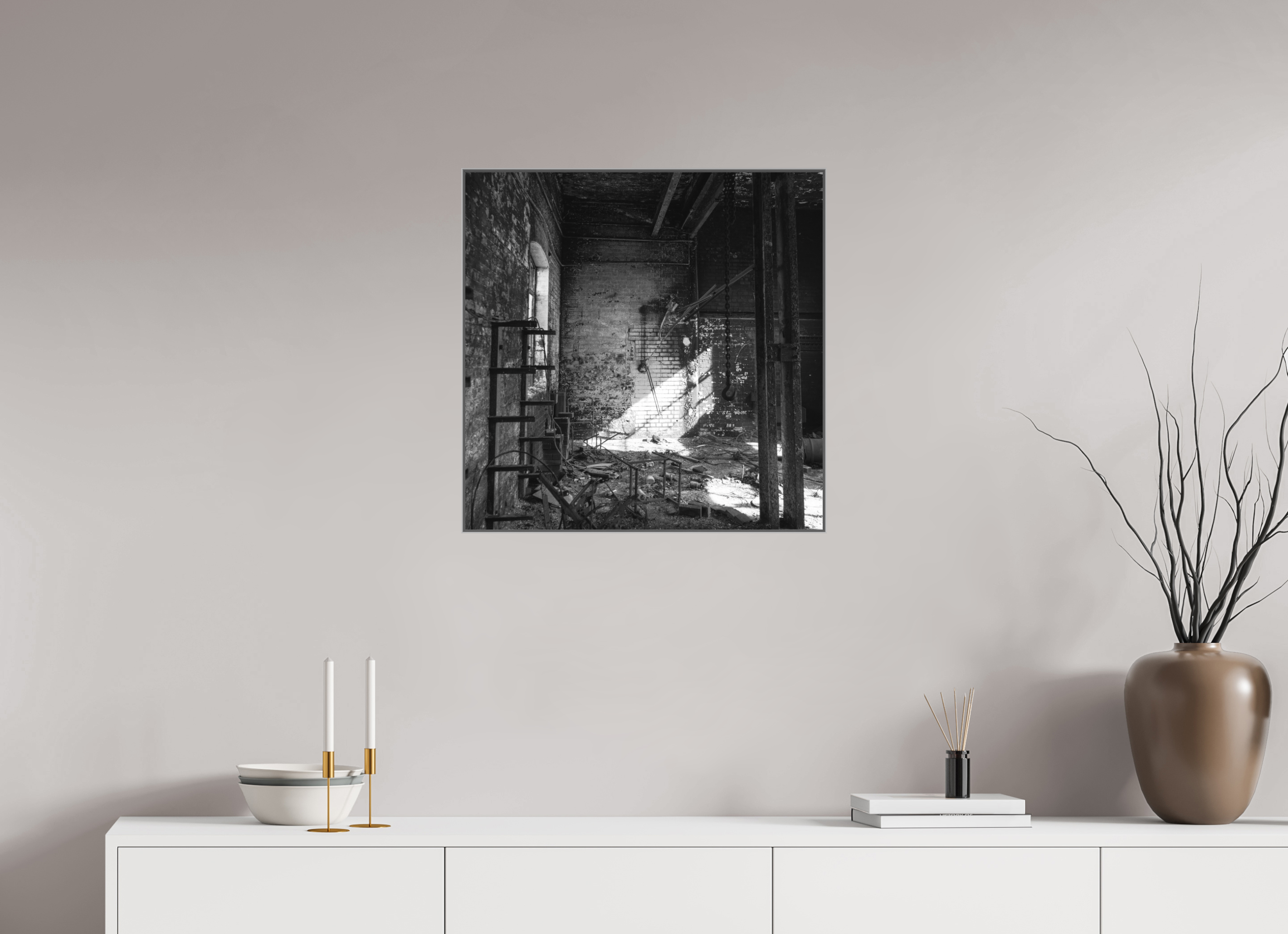 60 x 60 cm, Monochrom Aluminium ArtBox 50 mm Urbex monochrome | Aluminium box