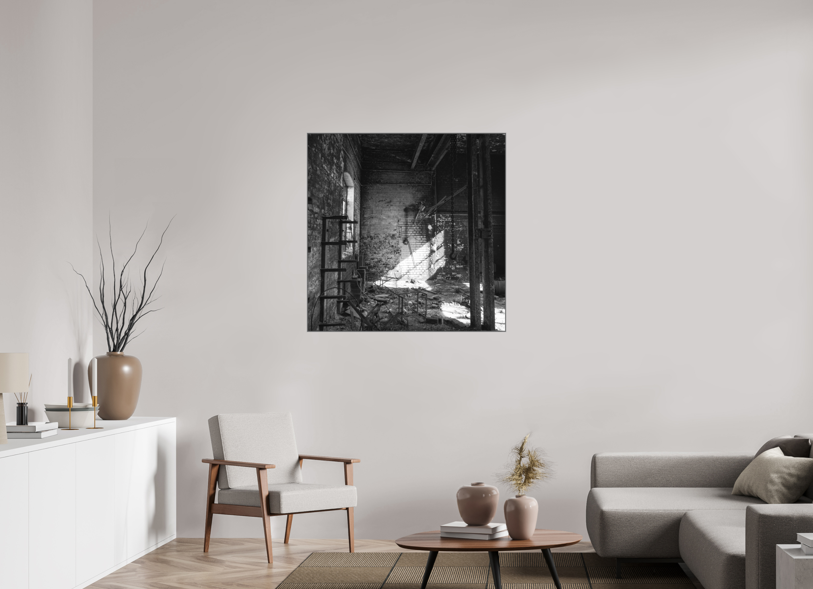 100 x 100 cm, Monochrom Aluminium ArtBox 50 mm Urbex monochrome | Aluminium box