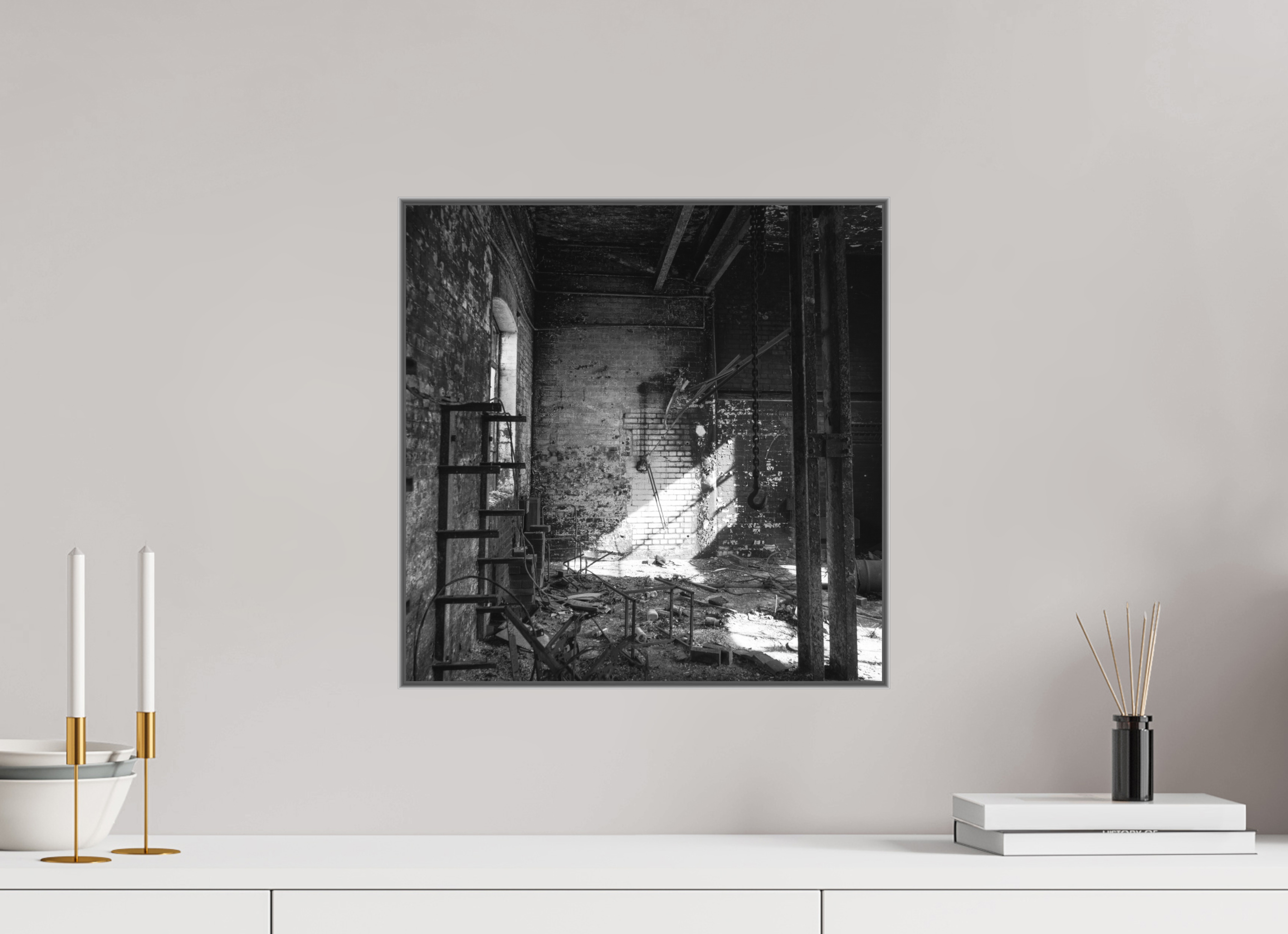 40 x 40 cm, Monochrom Aluminium ArtBox 50 mm Urbex monochrome | Aluminium box