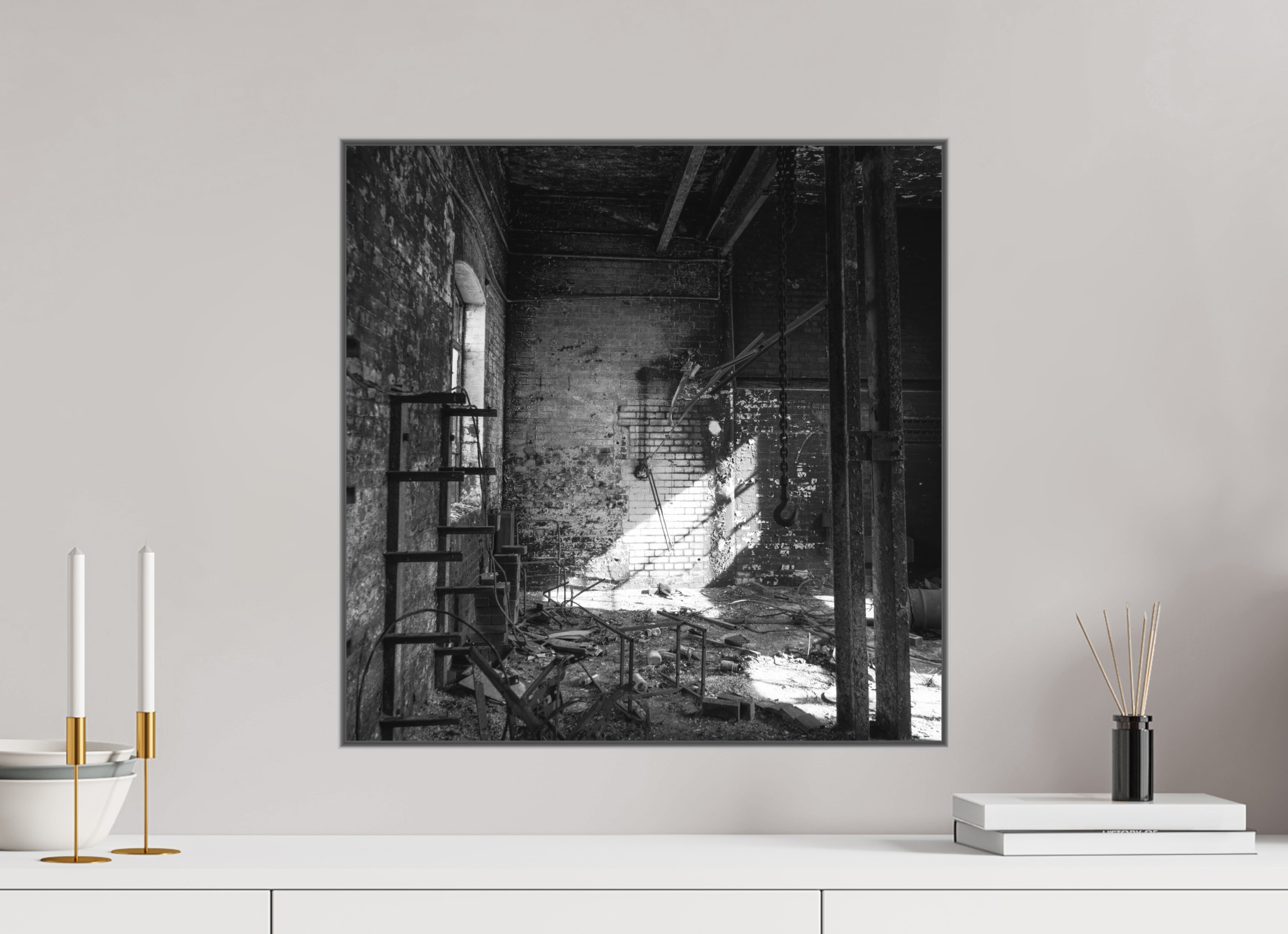 50 x 50 cm, Monochrom Aluminium ArtBox 50 mm Urbex monochrome | Aluminium box